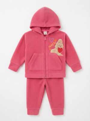 Conjunto de Polar con Capucha y Bordado "Swetty" para Niña